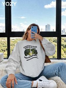YOZY Women's Broccoli & Letter Print Thermal Lined Sweatshirt, Casual Long Sleeve Round Neck Pullover for Fall & Winter, Women's Clothes for Daily Wear