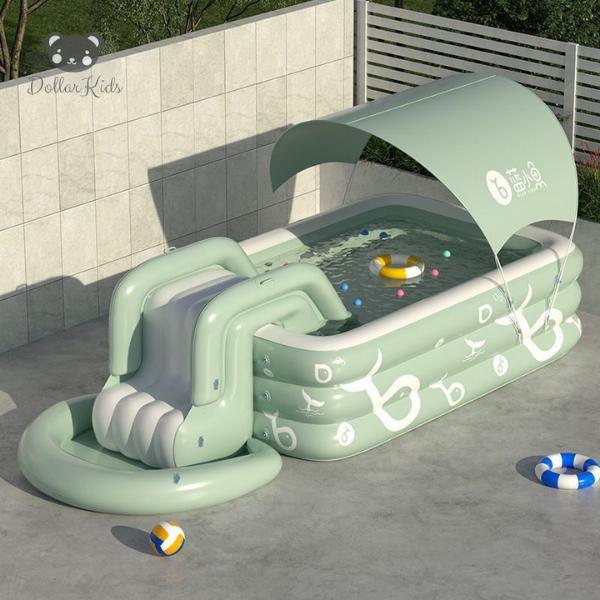 [Hàng Vipp] Bể bơi 3 tầng cá xanh có mái che và cầu trượt phao cho bé đủ kích cỡ ( CÓ QUÀ TẶNG KÈM CHO BÉ)