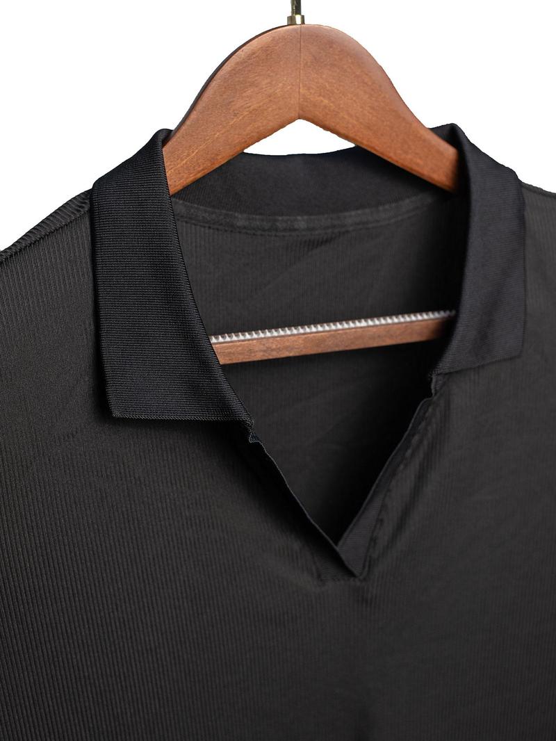 Product Introduction of Women's Solid Color Polo Shirt, Casual Comfy Breathable Short Sleeve Collared Top for Summer, Ladies Clothes for Daily Wear 5