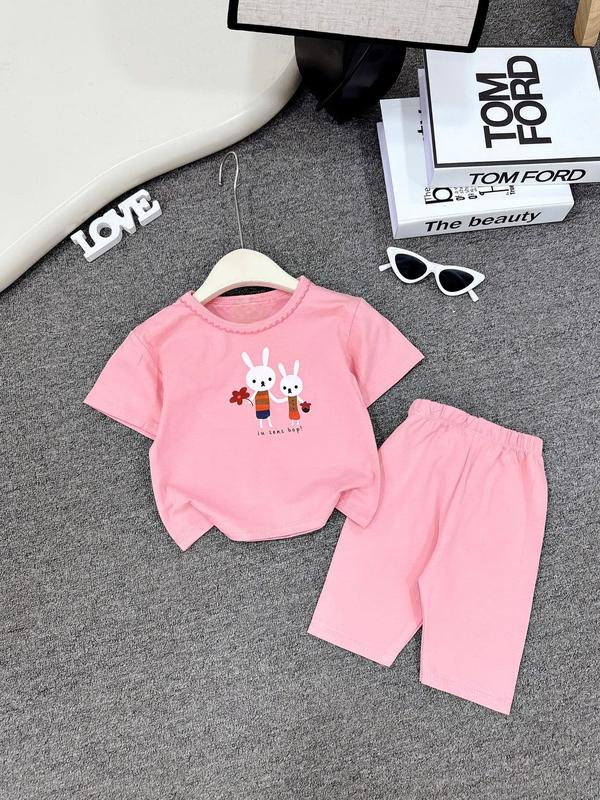 bộ quần áo ngắn tay vải thun cotton cho bé gái 6