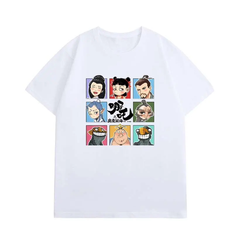 2025 NeZha Print Shirt Tee Round Neck T-shirt For Men and Women Top Unisex Casual Topping