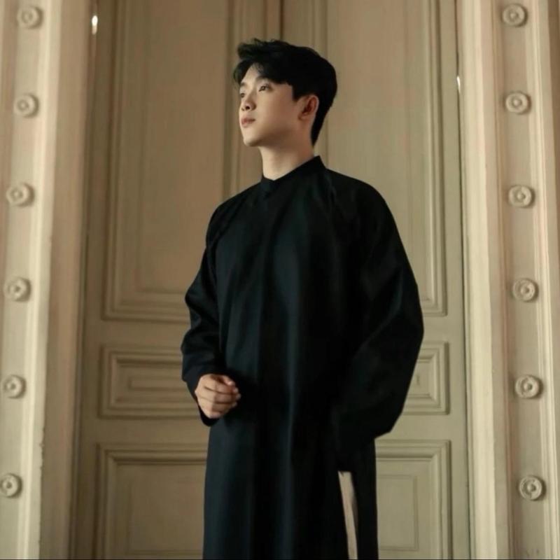 Áo Dài Nam - Áo Dài Cách Tân Nam Ngũ Thân Cúc Bọc  Nhiều Màu