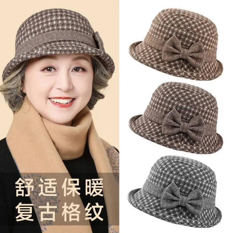 Mũ Bucket Len, Thời Trang Cho Mẹ Trung Người Già Và Cao Tuổi, Thích Hợp Cho Mùa Thu Và Mùa Đông, Phong Cách Hàn Quốc, Ấm Áp, Thích Hợp Cho Bà Và Bà, Phong Cách Phương Tây, Mũ Mùa Đông Cho Bà