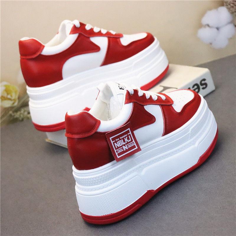 Giày Nữ, Giày Cao Gót Siêu Cao, Chiều Cao Nhỏ Tăng 12cm, Đế Tăng Chiều Cao, Giày Thể Thao Thường Ngày Dễ Phối Đồ Giày Trắng