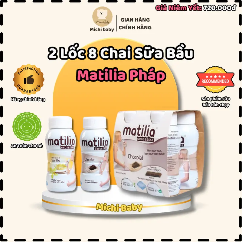 2 LỐC 8 CHAI- Sữa bầu matilia Pháp đủ vị (8 hộp x200ml) - Michi Baby MC4588 0