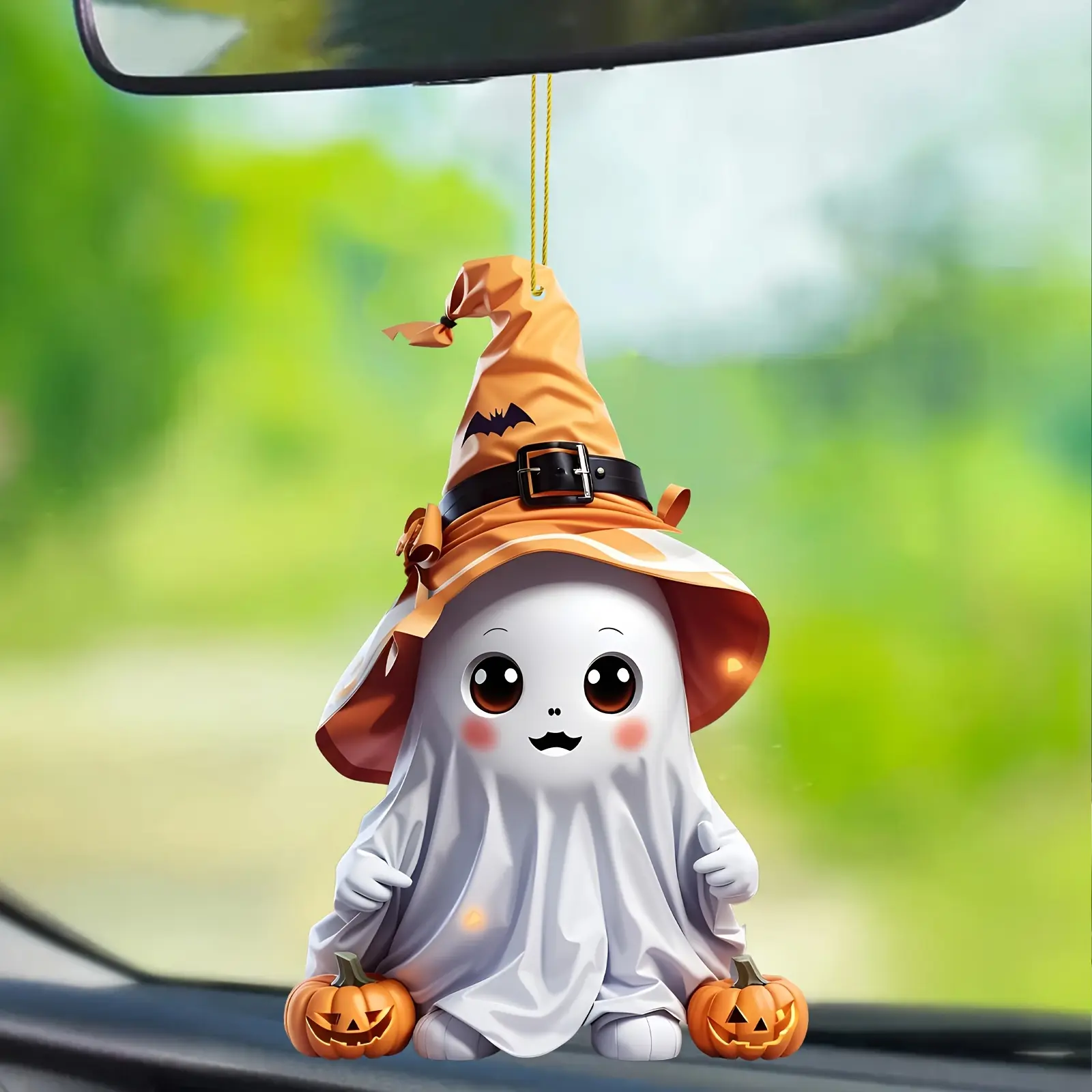 new 1pc Halloween Charm Pendant - Versatile Acrylic Ghost Hanging Decor for Backpacks, Keys & Cars | Unique & Crafted Design