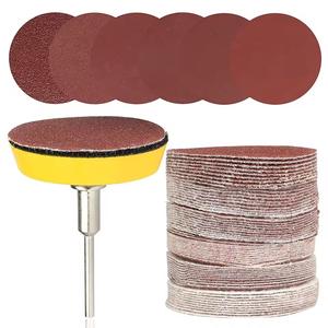 60 discos de lijado de 50 mm de diámetro, abrasivos de grano 100–2000, almohadilla trasera duradera para brocas para taladro y herramientas rotativas para pulido en metal y madera