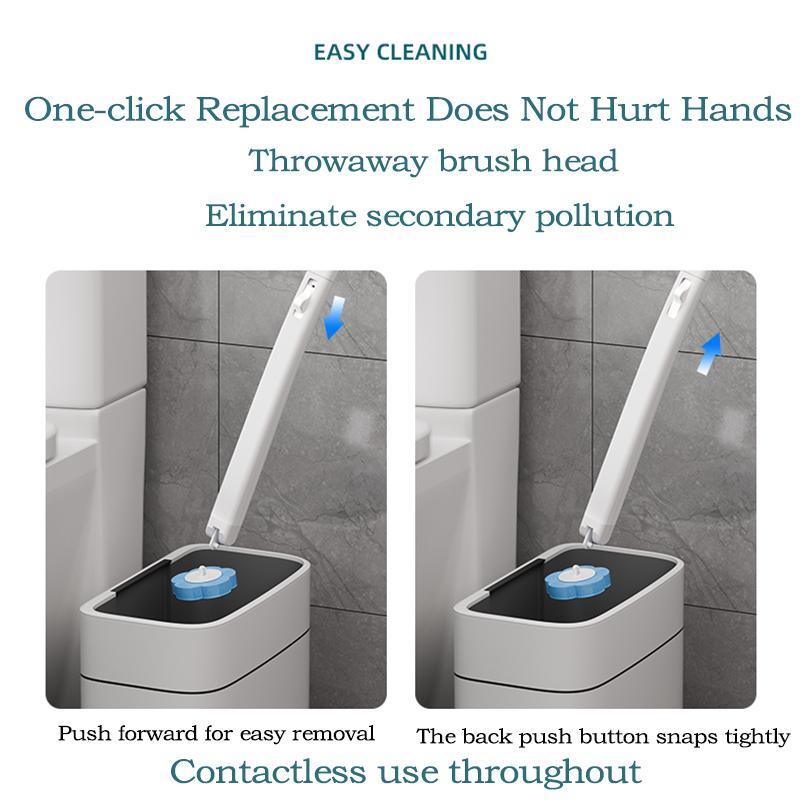 Toilet Brush Set, 1 Set Including Long Handle Toilet Brush & 24pcs Disposable Replacement Brush Head, Bathroom Cleaning Tool 6