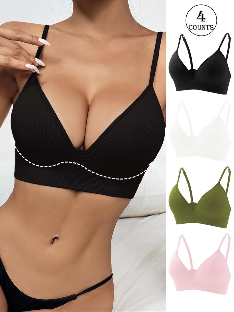 Product Introduction of Women's Solid Bra, Comfortable Breathable Seamless Adjustable Strap Bra, Soft Lingerie for All Seasons 3