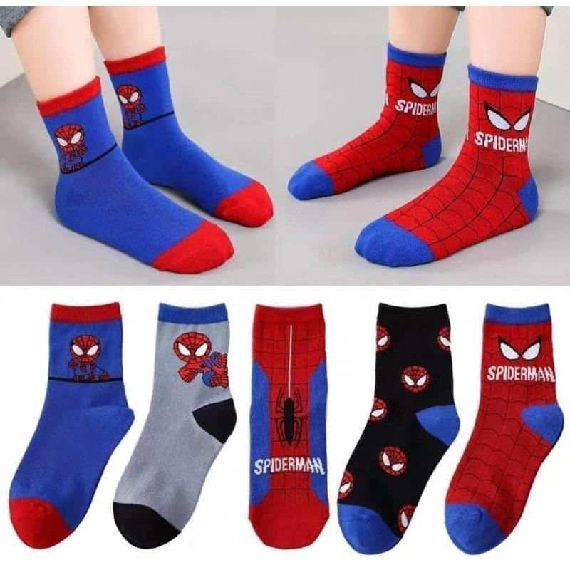 Set 10 Đôi Tất Hoạt Hình Siêu Nhân Người Nhện Cổ Cao Cho Bé