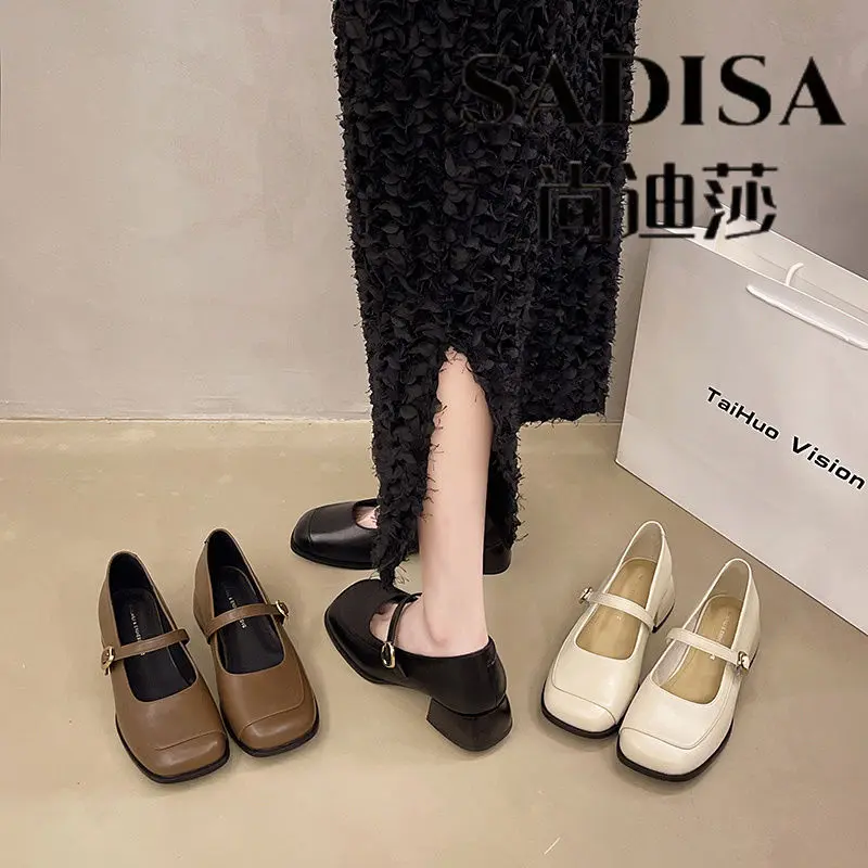 Giày Nữ, Phong Cách Mary Jane Thanh Lịch Cổ Điển Shangdisha, Thời Trang Mới Mùa Thu 2024, Giày Da Nhỏ Dễ Phối Đồ Giày Cao Gót Cao Cấp Shoes Women 1
