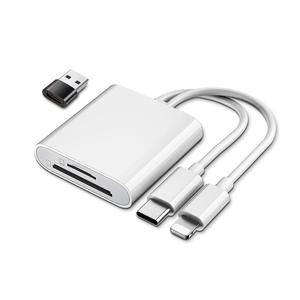 2-in-1 SD/TF Card Reader, Portable Type-C Card Reader, Memory Card Reader with Dual Slot, Plug & Play USB Hubs & Card Readers for iPhone, Camera