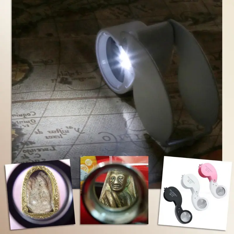 แว่นส่องพระ LED มีไฟ แว่นขยาย ส่องพระ 40X-25MM กล้องส่องพระ พับได้ แว่นคนแก่ อ่านหนังสือ พกพา มีความชัดเจนสูง