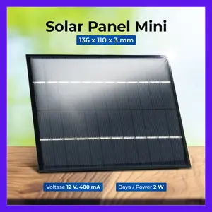 Solar Panel Mini Polycrystalline Modul DIY Power Bank 12V 2W - SN2 - Black | PANEL SURYA