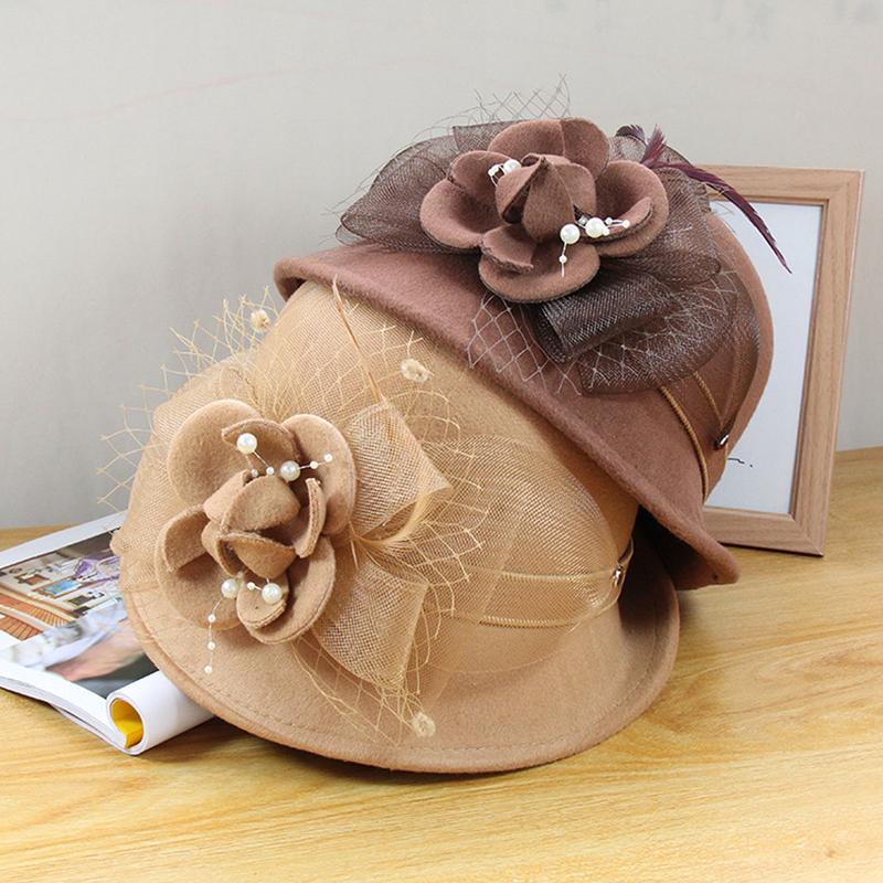 Mũ dạ mùa thu đông mới dành cho nữ sang trọng thanh lịch Hoa Hat Women