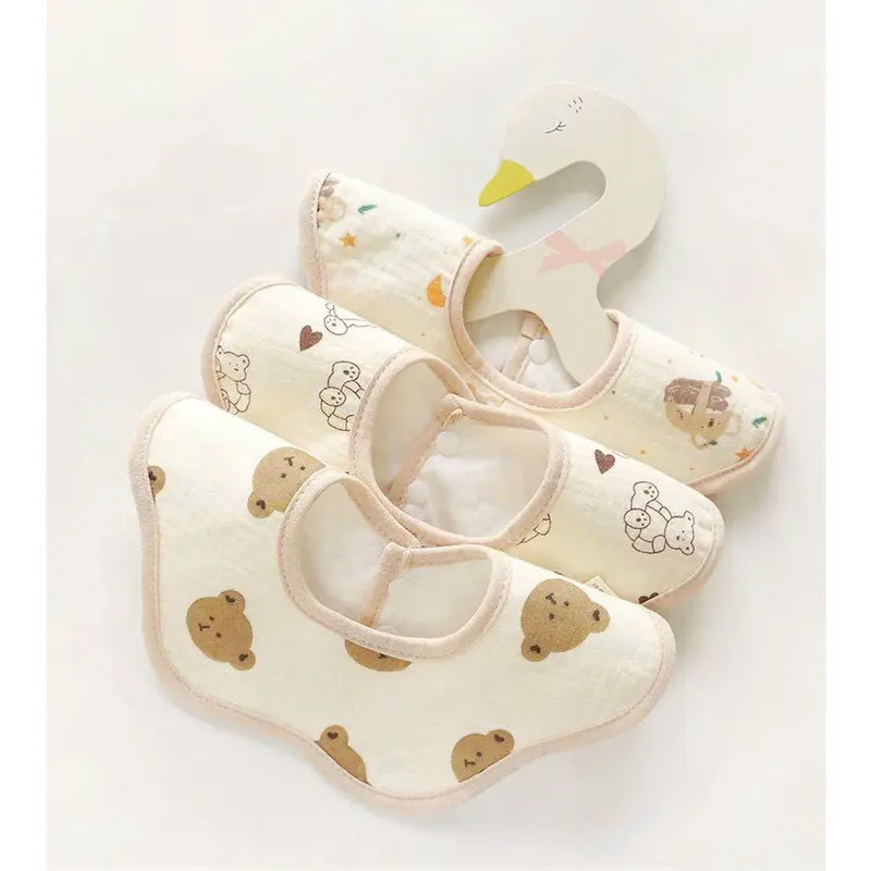 Yếm Chống Thấm Hoa và Chữ U Ăn Dặm 6 Lớp Vải Xô Muslin Siêu Thấm Hút Cho Bé 2