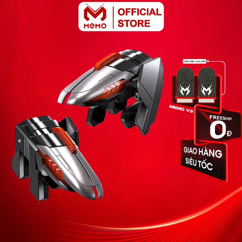 Tay cầm chơi game điện thoại MEMO AK06 gaming nút auto tap 4 chế độ hỗ trợ ghìm tâm chơi game thao tác 6 ngón pubg ff fps dễ dàng Chơi Điện Tử 0
