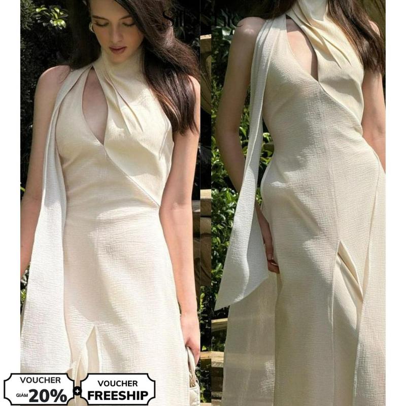  Đầm Lụa Dài Tứ Thân Tết 2026 SilkChic 686 Váy Lụa Dài Tứ Thân Cách Tân Cổ Yếm Sang Trọng 