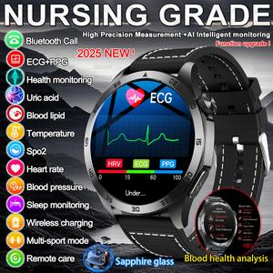 2025 New Micro Physical Examination Blood Lipids Uric Acid Blood Pressure Women Smart Watch Men ECG+PPG Clock Bluetooth Call Smartwatchs