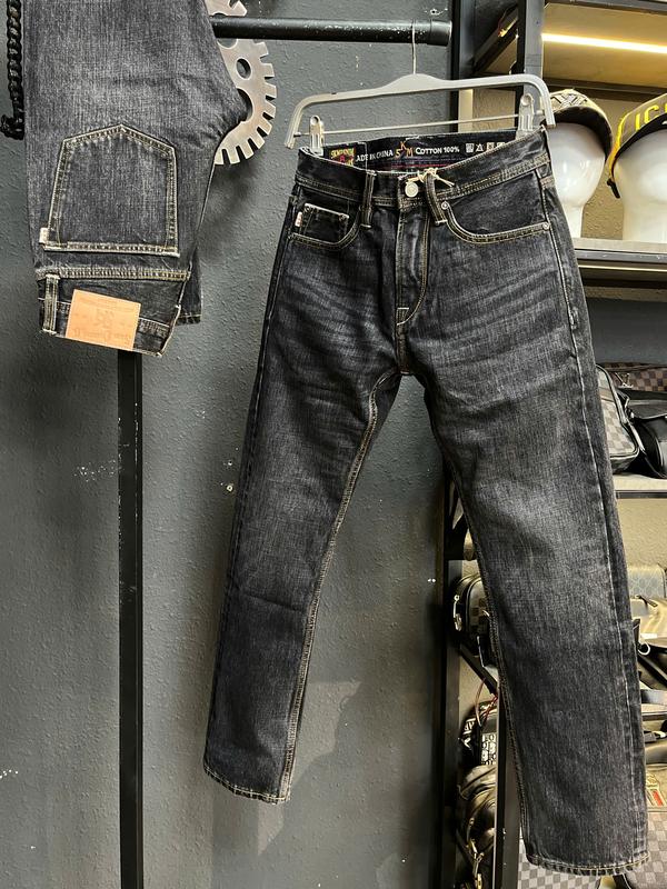Jean Denim Guangzhou J3883-15Oz Quần Jean Nam BENZIN Dài Màu Đen Muối Tiêu Denim Không Co Giãn 5KM