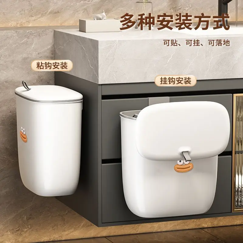 Thùng Rác Treo Tường Mẫu Mới, Có Nắp, Chống Mùi, Thích Hợp Cho Nhà Vệ Sinh Và Phòng Tắm, Có Khe Hở, Thùng Rác Treo, Thùng Đựng Đồ Gia Dụng Đồng Kitchen 3