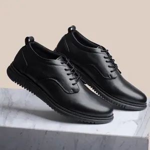 Hatta Black (Kulit Asli) - Sepatu Pantofel Pria Kulit Asli Casual Formal Kerja Kantor Tali Pantopel Pria Kasual Oxford Pantofel Hitam Pria