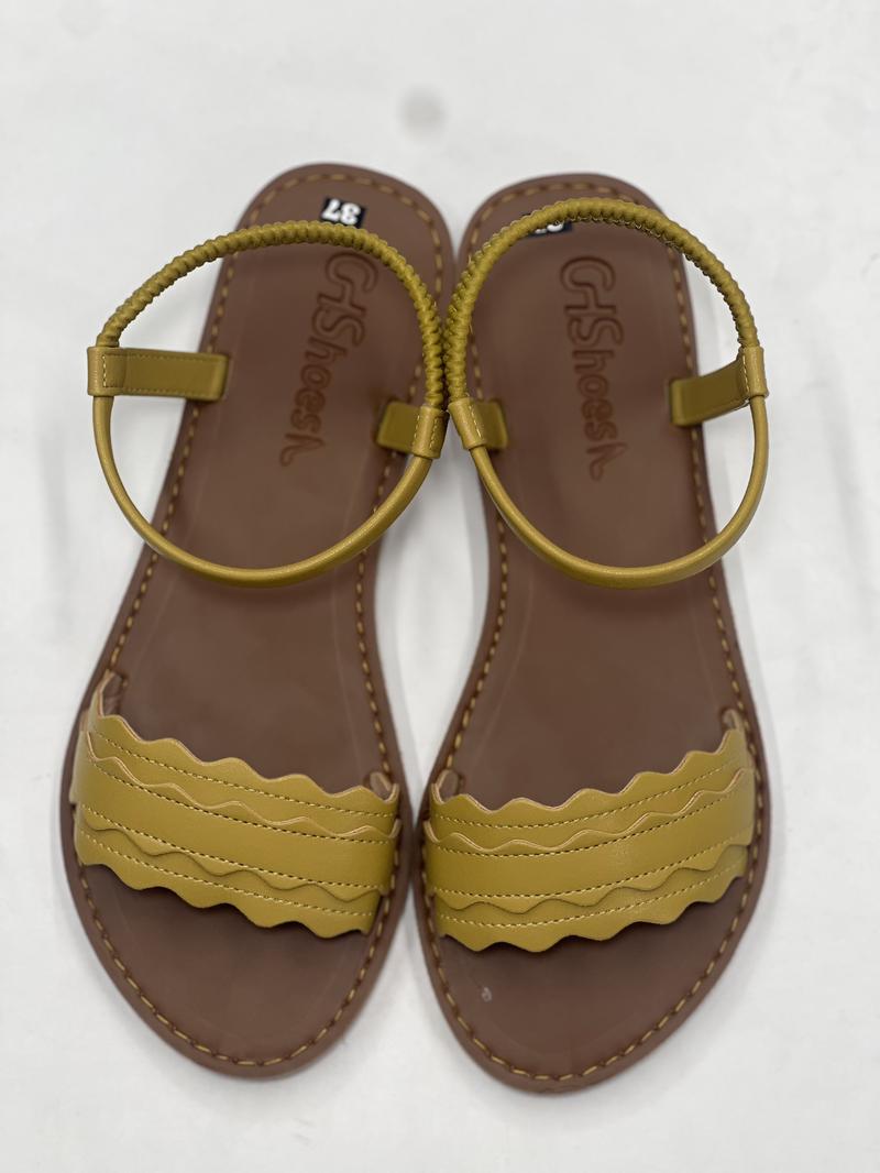 Product Introduction of GHShoes VD03 - Giày sandal nữ quai lượn sóng mũi tròn đi học đi chơi DéP đi chơi đi làm Chân đế phẳng (1 cm trở xuống) Dép xăng đan Jean Đế Bằng dép  nữ ngang thấp 1402 18