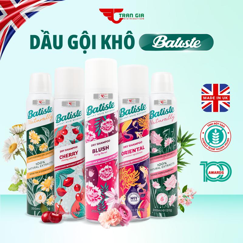 TRẦN GIA Dầu Gội Khô Batiste Thành Phần Thiên Nhiên Hỗ Trợ Thấm Hút Dầu Thừa Giúp Mái Tóc Mềm Mượt Dưỡng Tóc Chăm Sóc Tóc