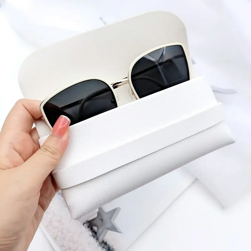 Túi đựng kính bằng da, đơn giản và thời trang, hộp đựng kính, túi lưu trữ kính râm Cổ Điển văn học, chống áp lực, thích hợp cho kính Kính Mắt 2