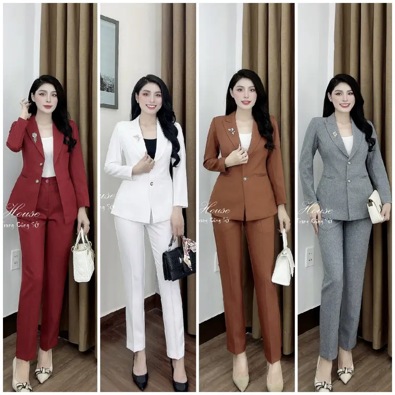 TJ86 Set nguyên bộ Áo Vest nữ quần dài  Women 0