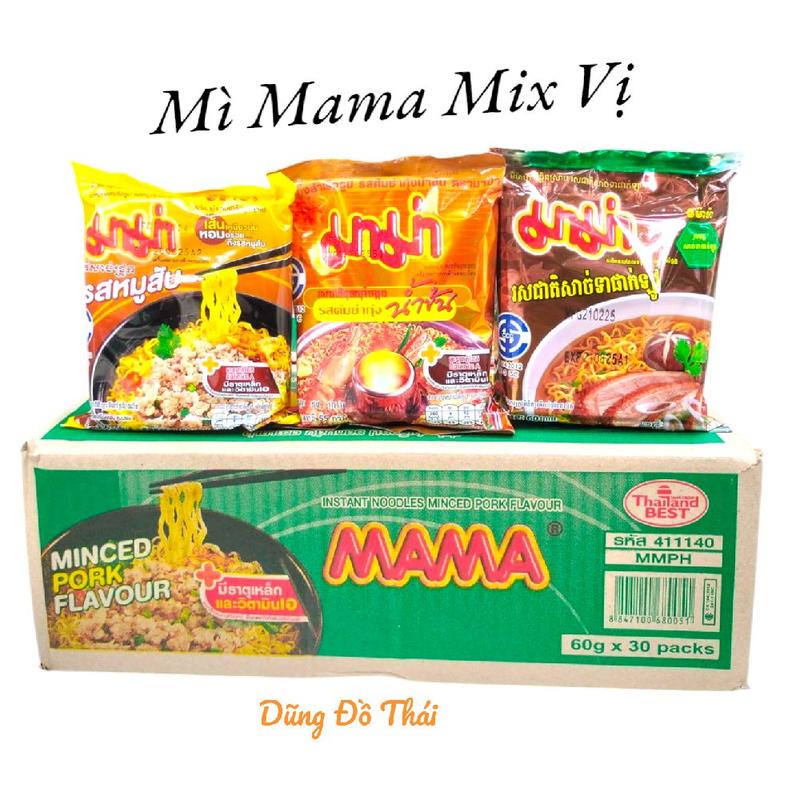 Thùng Mì Mama Thailand Mix Vị ( Thịt bằm + Chua cay + Vịt tiềm )