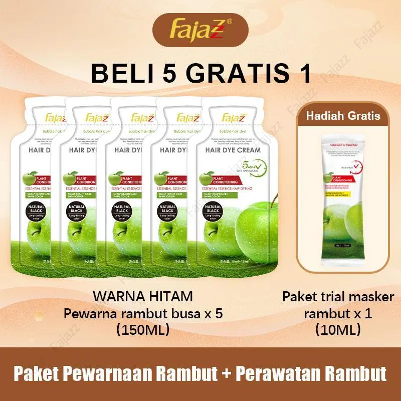 【FAJAZZ+Masker rambut gratis】Pewarna rambut botani, Anda bisa mendapatkan rambut hitam alami dalam sekali usap dan sekali cuci