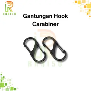 Carabiner / Hook bentuk 8 / S Black untuk gantungan kunci / gantungan Case Earphone TWS / gantungan Tas Size Medium