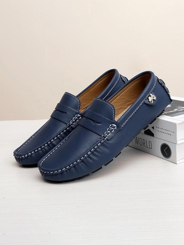 Men's Business Style Solid Color Slip-on Loafer Shoes, Fashionable Comfortable Flat Shoes for Daily Wear, Lightweight Breathable Shoes for All Seasons 1