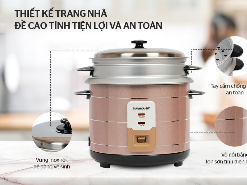Nồi cơm điện Sunhouse SHD8125, 1.8L, có xửng hấp - Nấu Ăn, Cooker 1