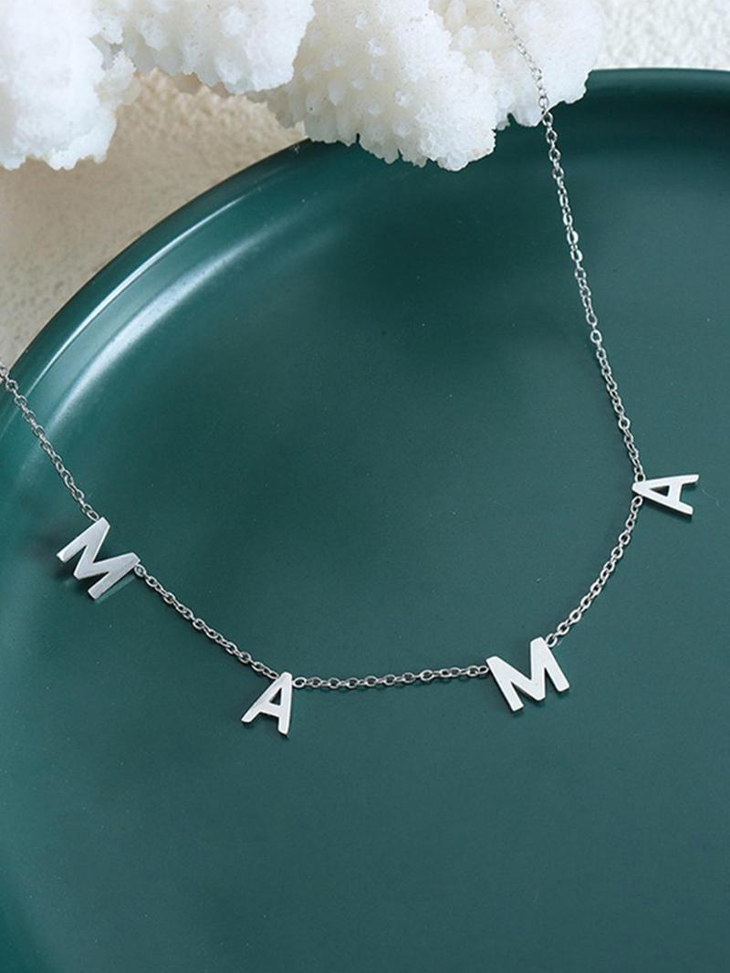 Product Introduction of Stainless Steel Letter Detail Pendant Necklace, 2024 Dainty Jewelry for Daily Clothing Decor, Party, Chic Women Accessories Jewelry As Gift 2