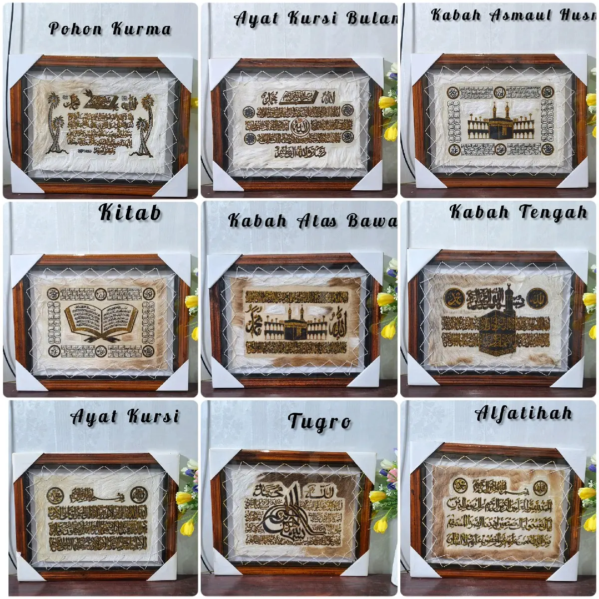 kaligrafi kulit kambing 1pcs 45cmx35cm bingkai Kayu plastik Indoor kali graf hiasan dinding