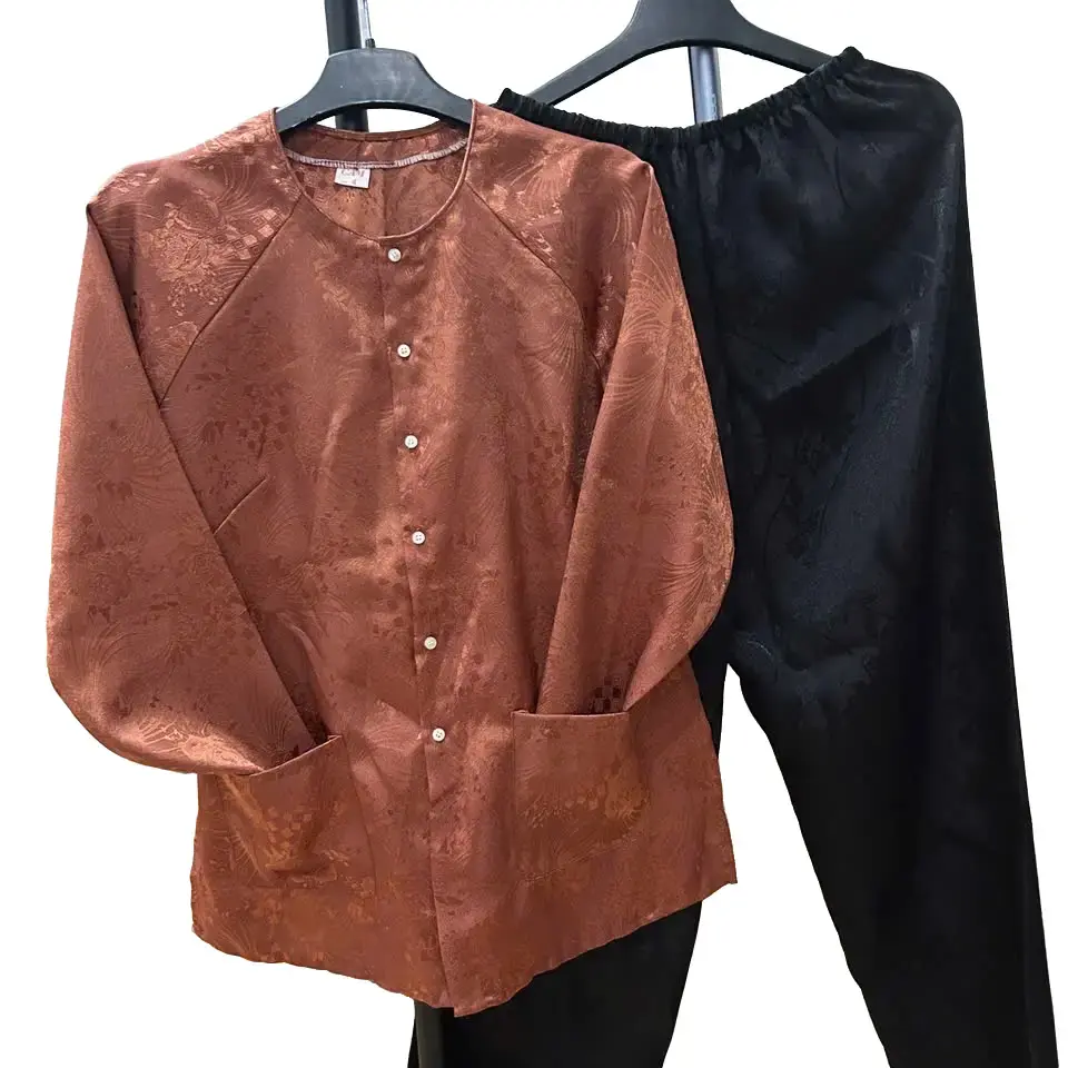 Bộ đồ gấm Bà Già áo Bà Ba quần đen cho nữ - Women(áo gấm quần đen gấm) Voi