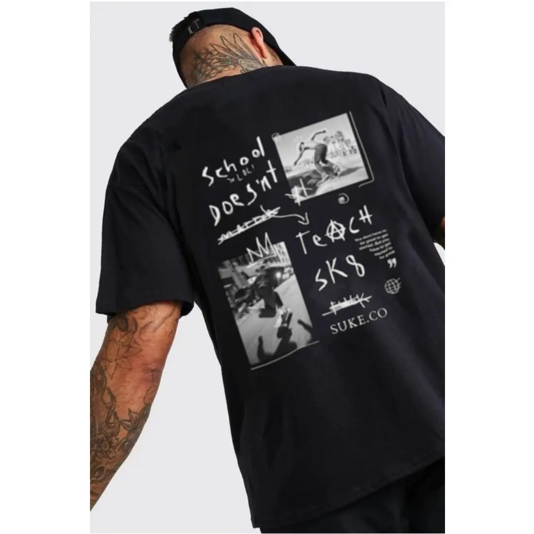 baju kaos hitam pria lengan pendek / t-shirt school black unisex / kaos distro premium / kaos hitam cowok keren / outfit hitam