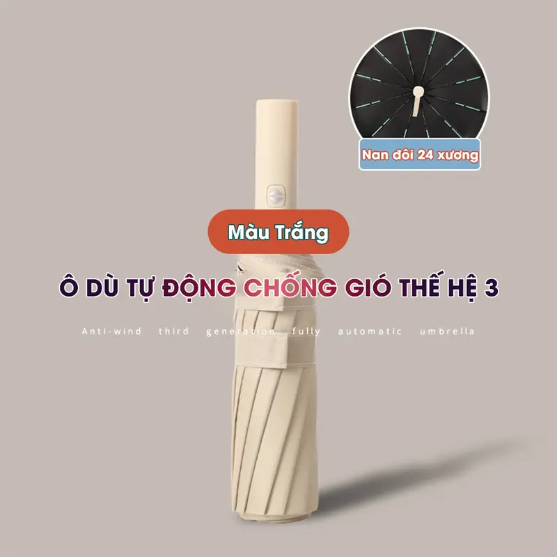 [N] Dù Che Mưa Nắng Gấp Gọn Tự Động Automatik Mini Cute 24 Nan Loại Lớn Ngoài Trời 2 Người Tự Bung Chống Lật Gió Cản 99% UV Ô 2