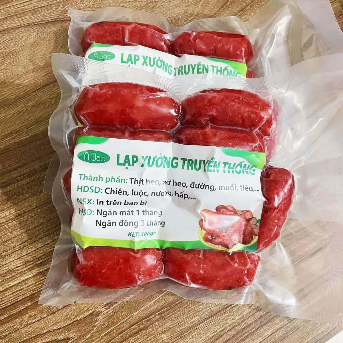 1Kg Lạp Xưởng Tươi Truyền Thống (2 Túi) Heo