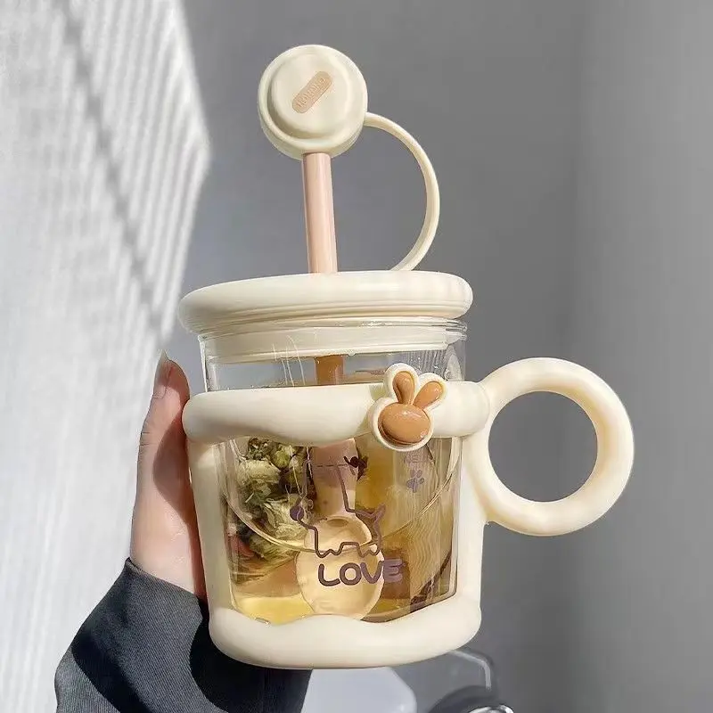 2025 girls new plastic cup office water cup high value straw tea separation cup high temperature resistant tea bottles