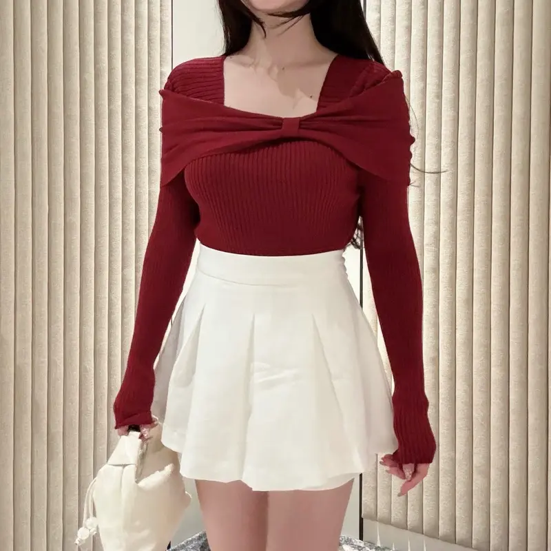 [LUXE.DLABEL] - G61 TOP [ Atasan wanita  Atasan rajut lengan panjang rajut Kaos wanita Vest wanita Atasan Wanita Atasan Halter tank wanita top Croptop Croptee Atasan perempuan 5