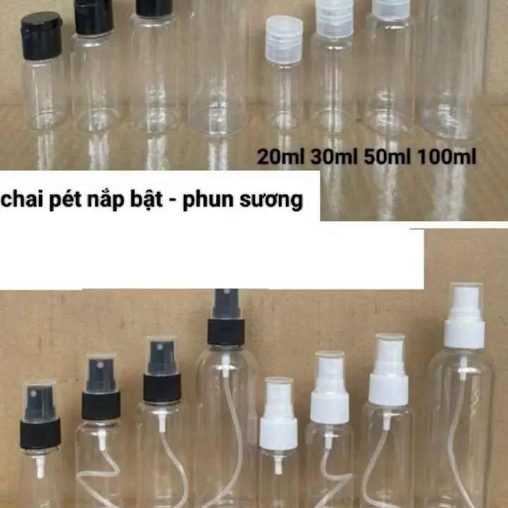 (Combo 10)chai pét trong 20ml/30ml/50ml/100ml nắp phun sương/nắp bật/nắp xịt giọt