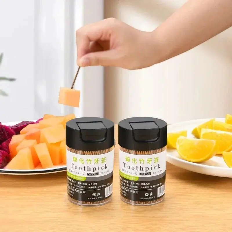 High-quality double-ended carbonized bamboo toothpicks, disposable natural toothpicks, fruit accessories for family restaurants