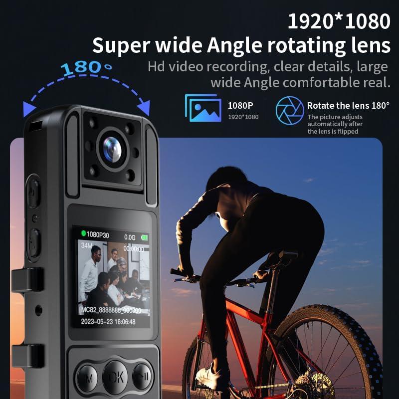 Wearable Mini Camera Security, 1 Count 1080P HD Recording 1.4 Inch Screen Recorder, Night-Vision Function Security Cameras, Safe Recording Camera For Home, Outdoor, Bicycle Sports, Action Camera 8
