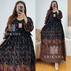 Davina Gamis Chibi Dress Wanita Rayon Tebal Busui Lengan Panjang Homedress Batik Adem Nyaman Bisa Cod