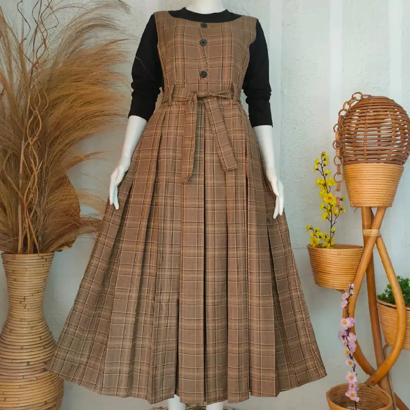 Gamis dewasa Overoll cocok buat acara Katun Muslim Dress Kondangan Lebaran Wanita 3