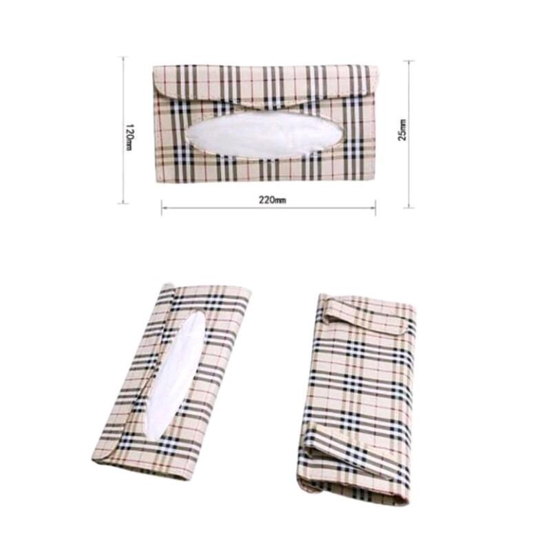 TEMPAT TISU SUNVISOR MOBIL MODEL GARIS MOTIF KOTAK 1