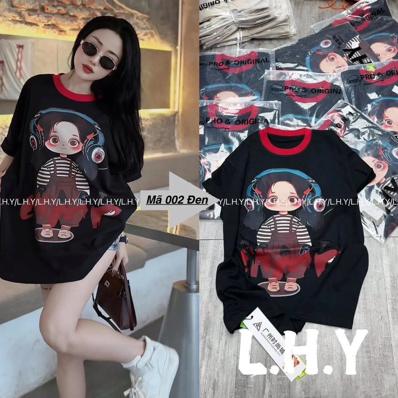 Áo Thun Cotton Unisex Hình Baby Girl - Cổ Tròn - FreeSize 40kg-65kg - Top
